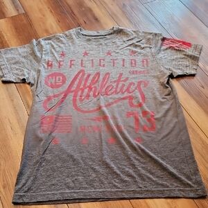 Affliction Gray and Red Graphic T-Shirt
